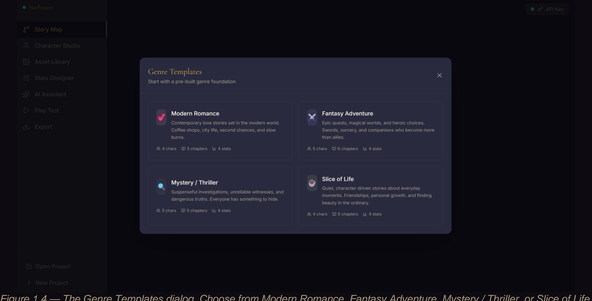 Genre Templates dialog
